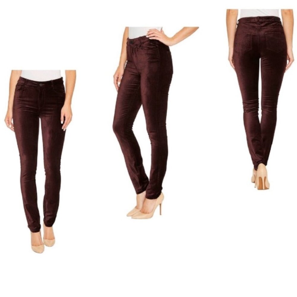 NWOT Paige Velvet Burgundy Hoxton Ultra Skinny Pants. Size 27 - Picture 2 of 10